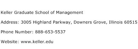 Keller Graduate School of Management Address Contact Number
