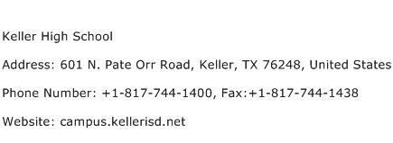 Keller High School Address Contact Number