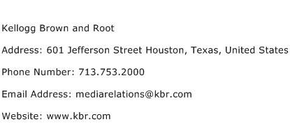 Kellogg Brown and Root Address Contact Number