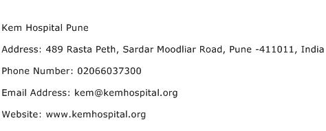 Kem Hospital Pune Address Contact Number