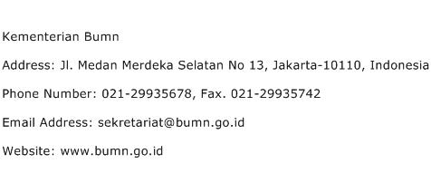 Kementerian Bumn Address Contact Number