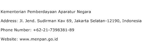 Kementerian Pemberdayaan Aparatur Negara Address Contact Number