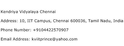 Kendriya Vidyalaya Chennai Address Contact Number