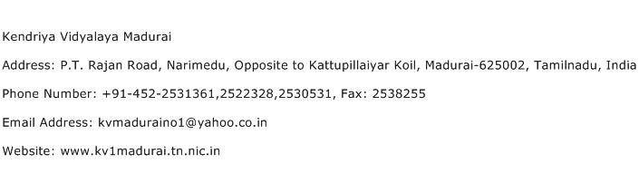 Kendriya Vidyalaya Madurai Address Contact Number