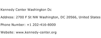 Kennedy Center Washington Dc Address Contact Number