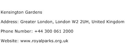 Kensington Gardens Address Contact Number
