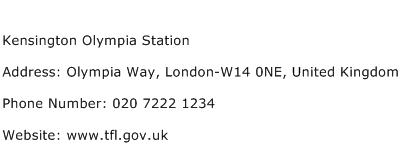 Kensington Olympia Station Address Contact Number