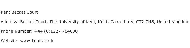 Kent Becket Court Address Contact Number