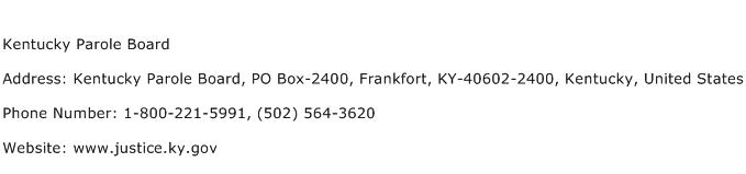 Kentucky Parole Board Address Contact Number