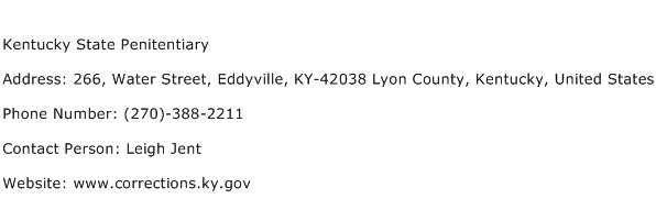 Kentucky State Penitentiary Address Contact Number