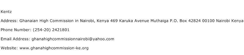 Kentz Address Contact Number