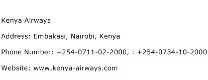 Kenya Airways Address Contact Number