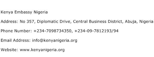 Kenya Embassy Nigeria Address Contact Number