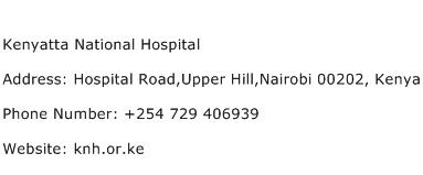 Kenyatta National Hospital Address Contact Number