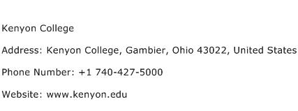 Kenyon College Address Contact Number