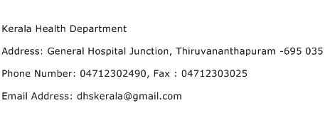 Kerala Health Department Address Contact Number