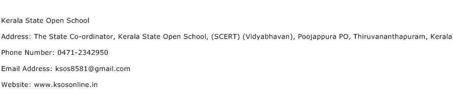 Kerala State Open School Address Contact Number