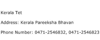 Kerala Tet Address Contact Number
