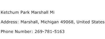 Ketchum Park Marshall Mi Address Contact Number