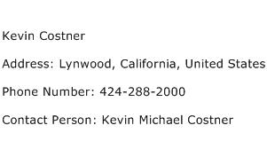 Kevin Costner Address Contact Number