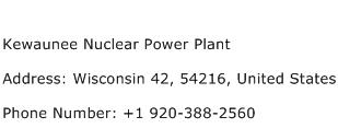 Kewaunee Nuclear Power Plant Address Contact Number