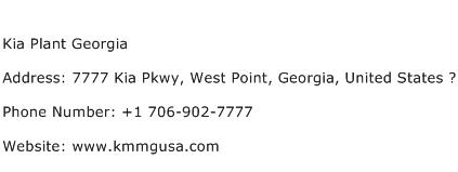 Kia Plant Georgia Address Contact Number