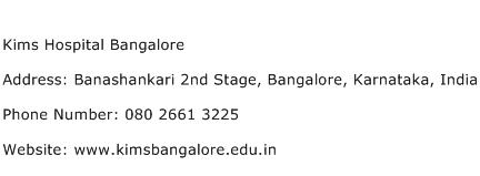 Kims Hospital Bangalore Address Contact Number