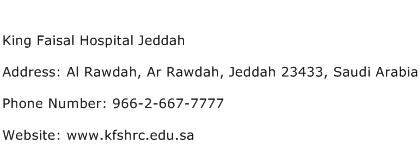 King Faisal Hospital Jeddah Address Contact Number