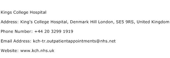 Kings College Hospital Address Contact Number