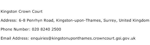 Kingston Crown Court Address Contact Number
