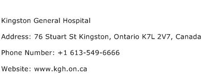 Kingston General Hospital Address Contact Number