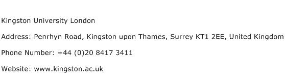Kingston University London Address Contact Number