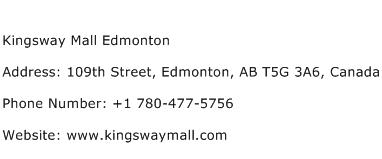Kingsway Mall Edmonton Address Contact Number
