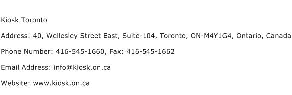 Kiosk Toronto Address Contact Number