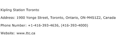 Kipling Station Toronto Address Contact Number