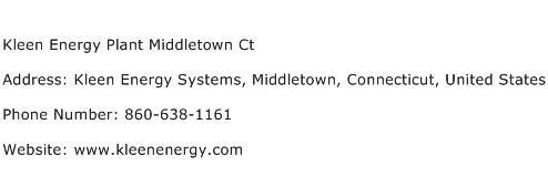 Kleen Energy Plant Middletown Ct Address Contact Number
