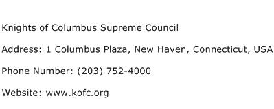 Knights of Columbus Supreme Council Address Contact Number