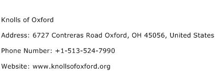 Knolls of Oxford Address Contact Number