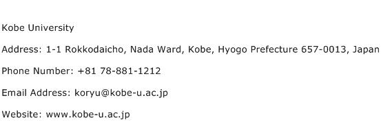 Kobe University Address Contact Number