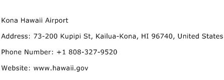 Kona Hawaii Airport Address Contact Number