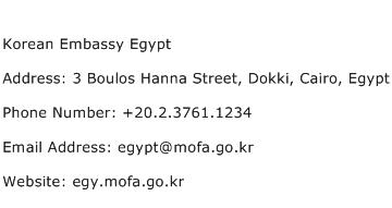 Korean Embassy Egypt Address Contact Number