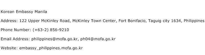 Korean Embassy Manila Address Contact Number
