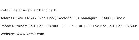Kotak Life Insurance Chandigarh Address Contact Number