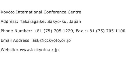 Koyoto International Conference Centre Address Contact Number