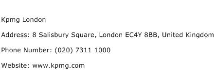 Kpmg London Address Contact Number