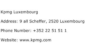 Kpmg Luxembourg Address Contact Number