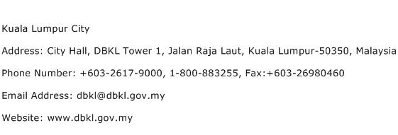Kuala Lumpur City Address Contact Number