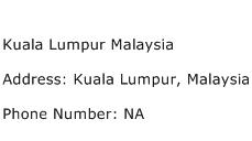 Kuala Lumpur Malaysia Address Contact Number