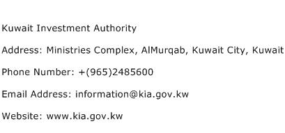 Kuwait Investment Authority Address Contact Number