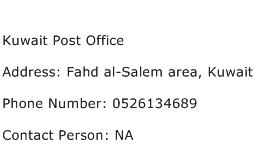 Kuwait Post Office Address Contact Number